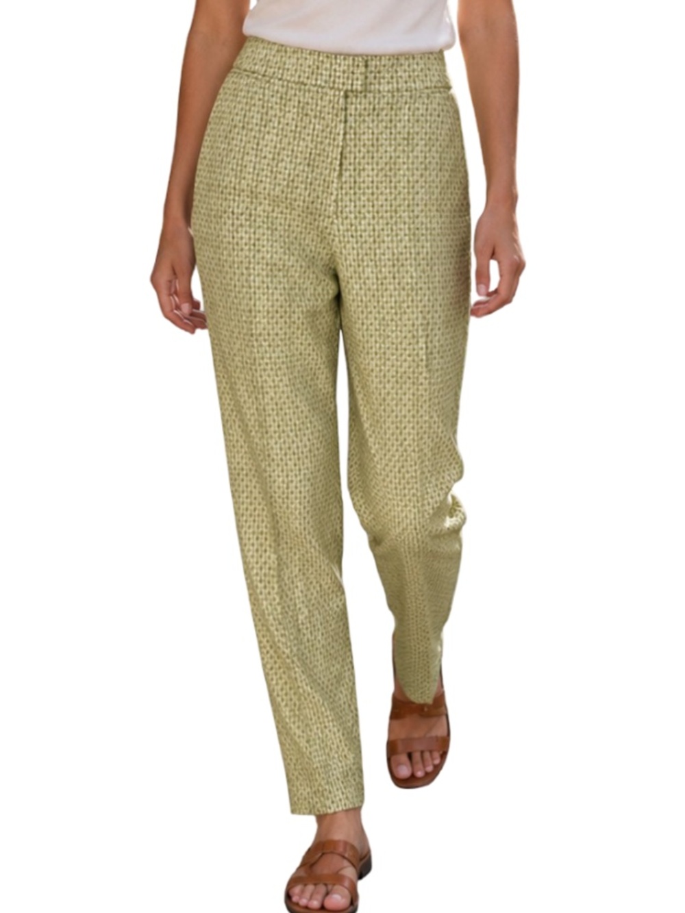 PIAZZA Sempione Brigitte Pants Trousers Cropped Capri Yellow Navy Multi Print